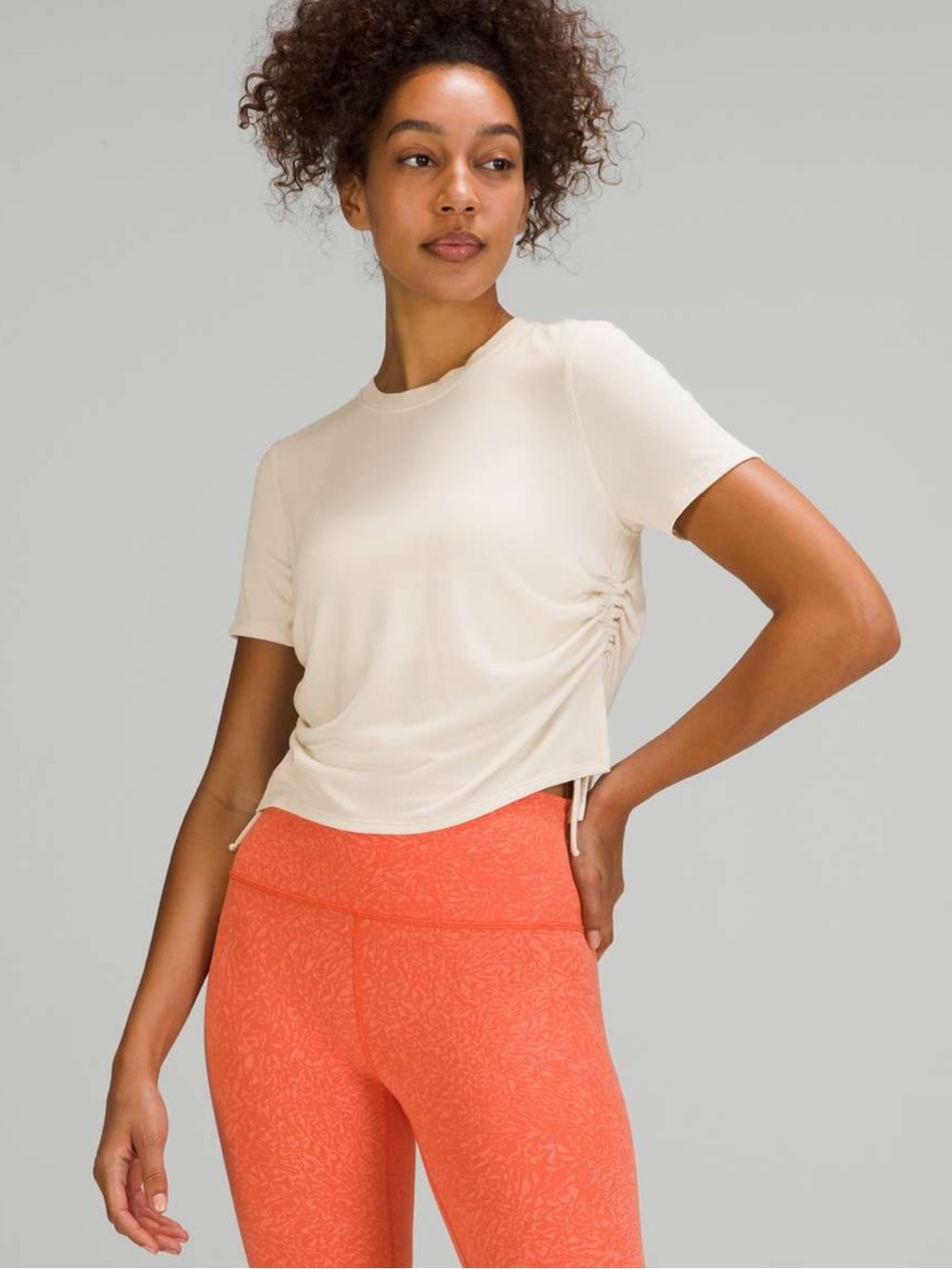 Lululemon Side Cinch Ribbed T-Shirt in White Opal Size 6
